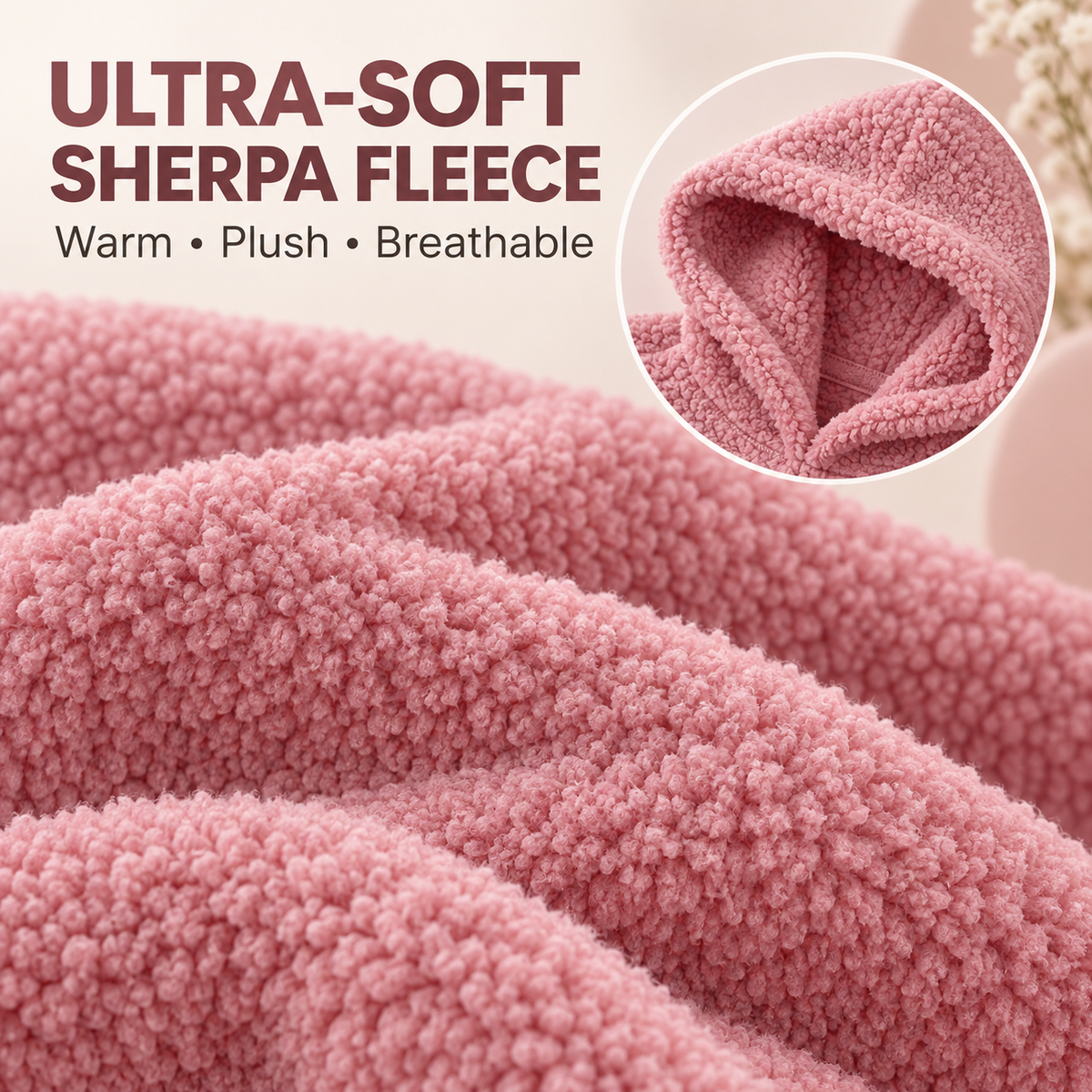 Close-up of soft plush sherpa fleece