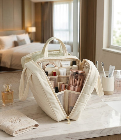 Large Capacity Wide-Open Travel Cosmetic Bag