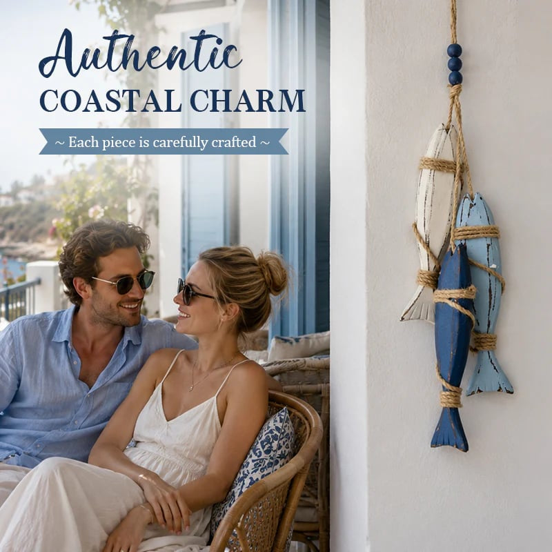 🌊 Coastal Serenity | Mediterranean Distressed Starfish & Fish Hanging Rope Wall Ornaments ✨
