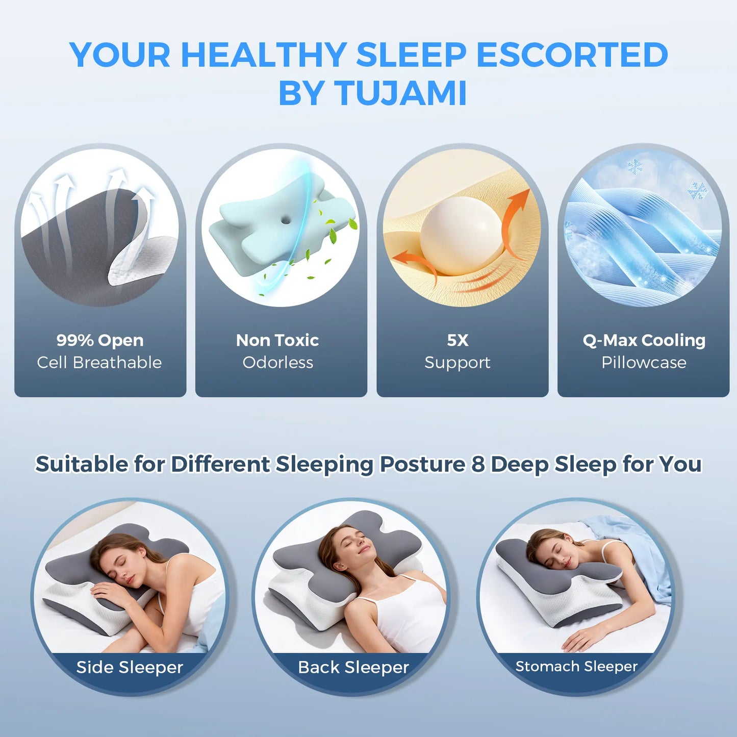 💤 Say Goodbye to Neck Pain | Cooling Memory Foam Neck Pillow, Adjustable Ergonomic Cervical Support Pillow for Sleep & Travel ✨