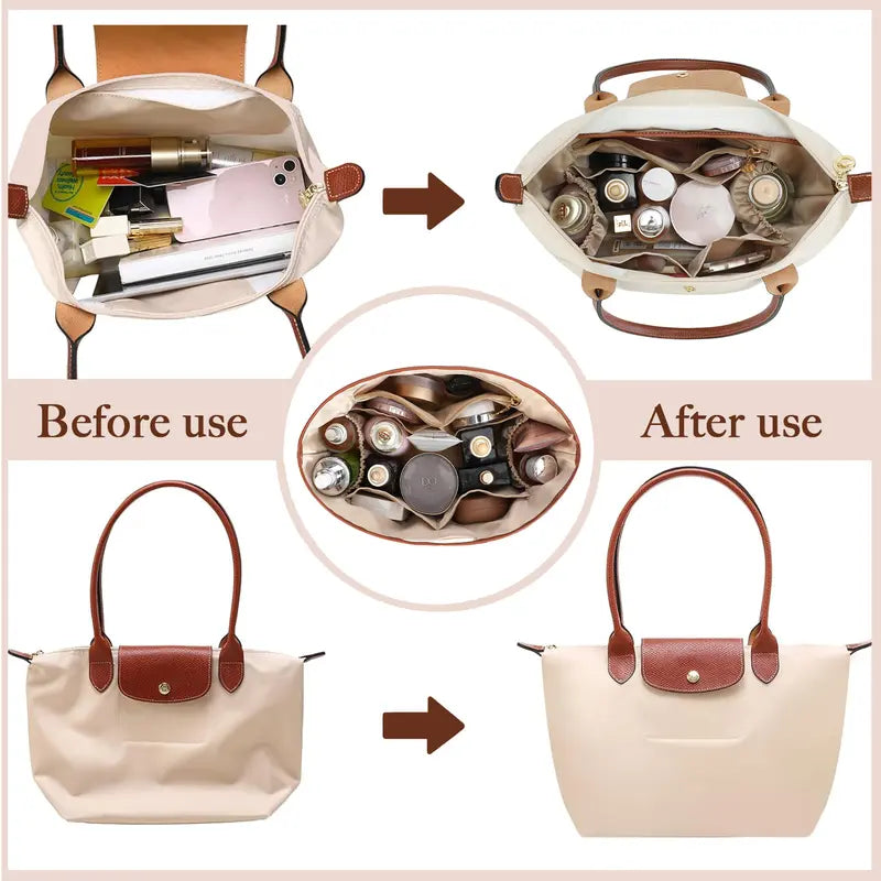 👜 Perfectly Organized Totes! | Satin Tote Bag Organizer Insert with Handles ✨