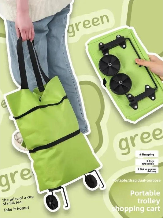🛒 Heavy Lifting Made Easy | Portable Foldable Grocery Shopping Trolley, Lightweight Folding Cart with Smooth Wheels for Home & Delivery ✨