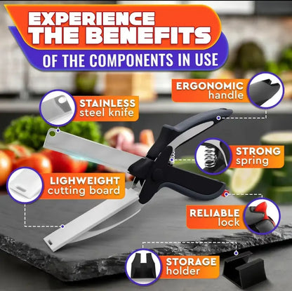 ✂️ Chop in Seconds | 2-in-1 Multi-Purpose Food Scissors with Integrated Cutting Board 🥕