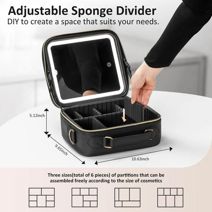 👜 Portable Makeup Case with LED Mirror