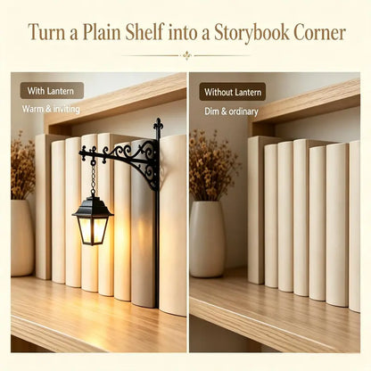 📖 Library Vibe | Mini Bookshelf Retro Lantern & Warm LED Night Light 🕯️