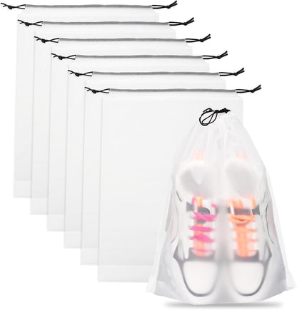 👟 Keep Your Luggage Clean & Organized | 6-Pack Travel Shoe Bags, Transparent Waterproof Portable Shoe Storage Pouches (15.7" x 11.8") ✨