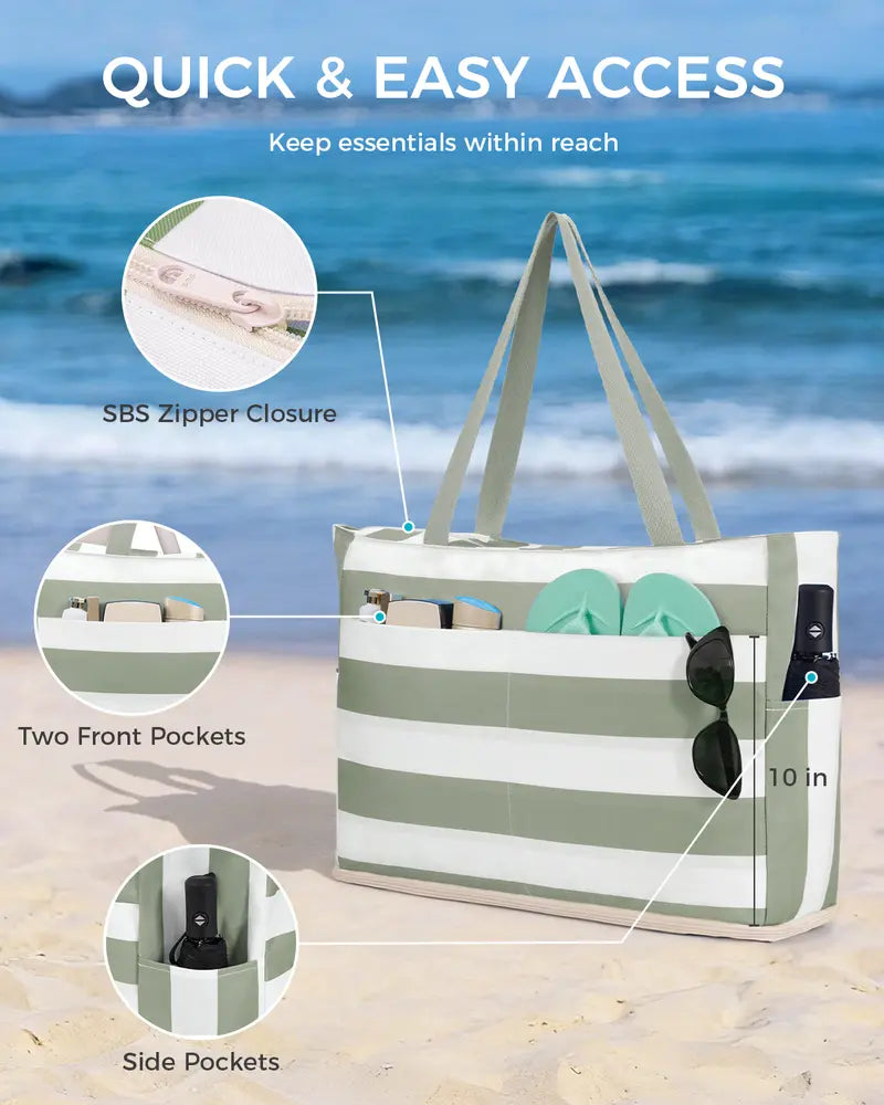 🔥 The Anti-Sand Beach Master: The Massive Waterproof Tote with a Dedicated 40oz Tumbler Pocket That Erases Summer Chaos! 🏖️🥤