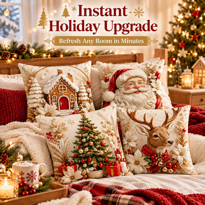 4 pack Christmas Pillow Cover Set – Easy Holiday Accent for a Festive Look