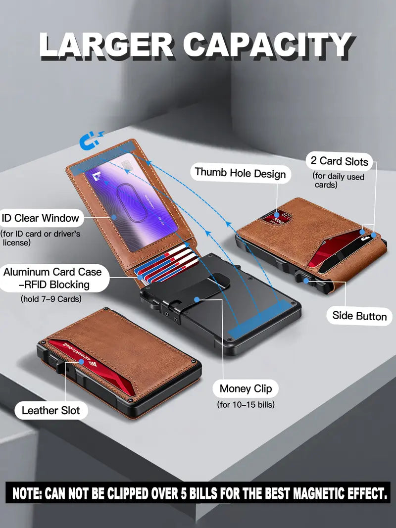 💼 Minimalist Tech | Men's Slim RFID-Blocking Pop-Up Wallet with Money Clip 🎁