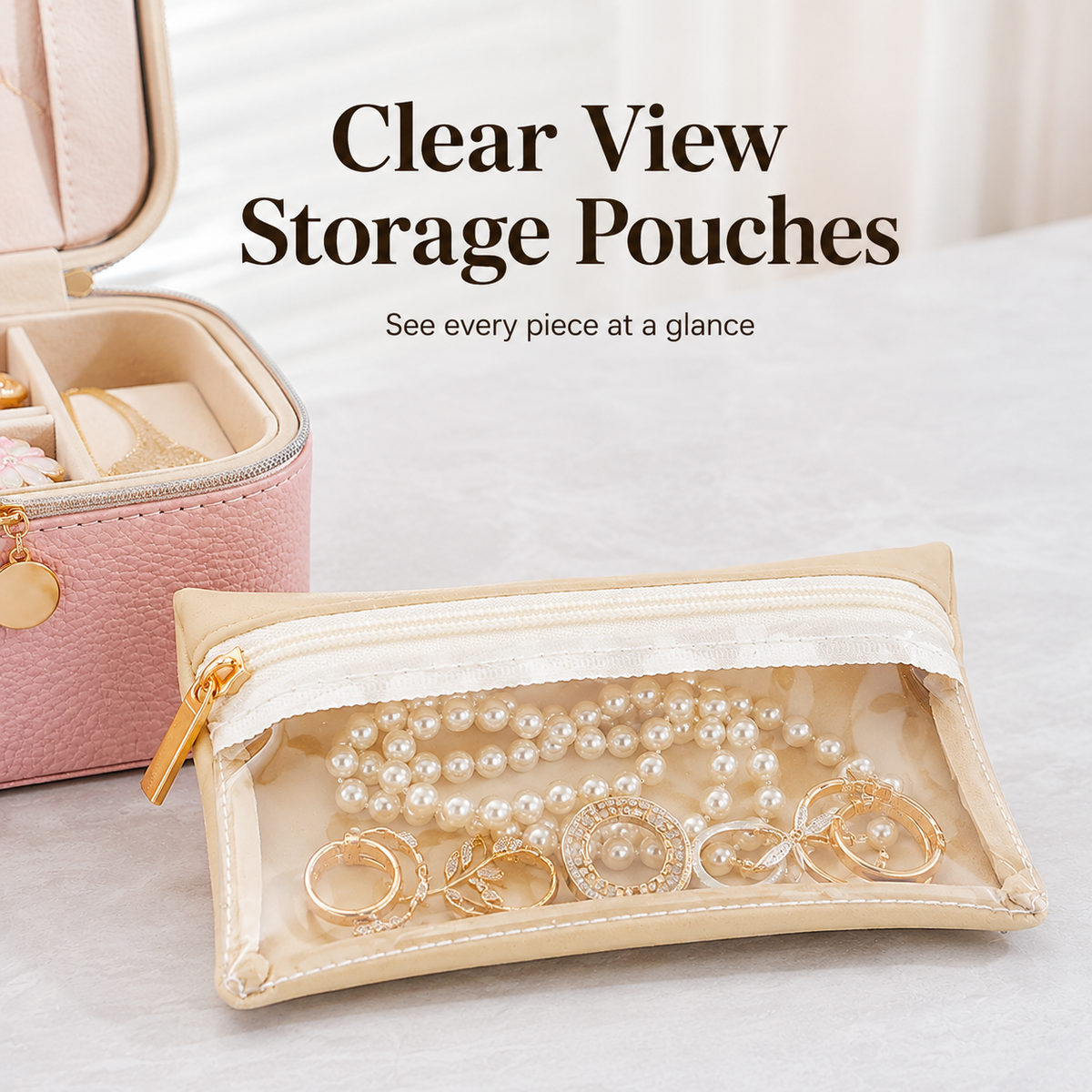 12-Compartment Zippered Jewelry Organizer Box