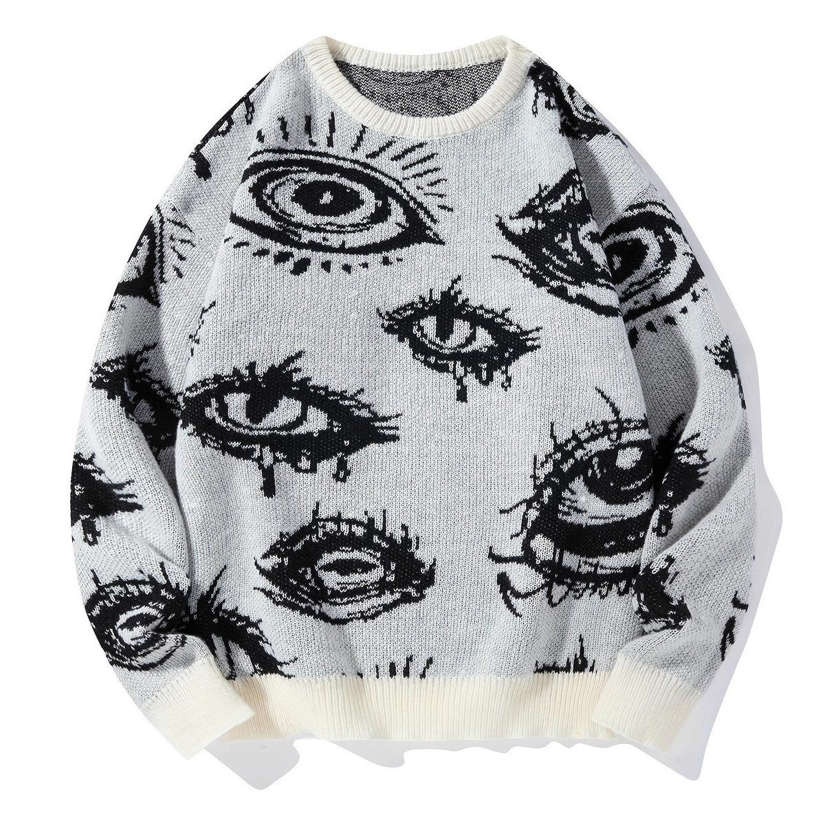 All-Over Eye Graphic Oversized Knit Sweater