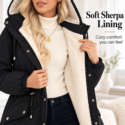 Women's Sherpa-Lined Hooded Winter Parka