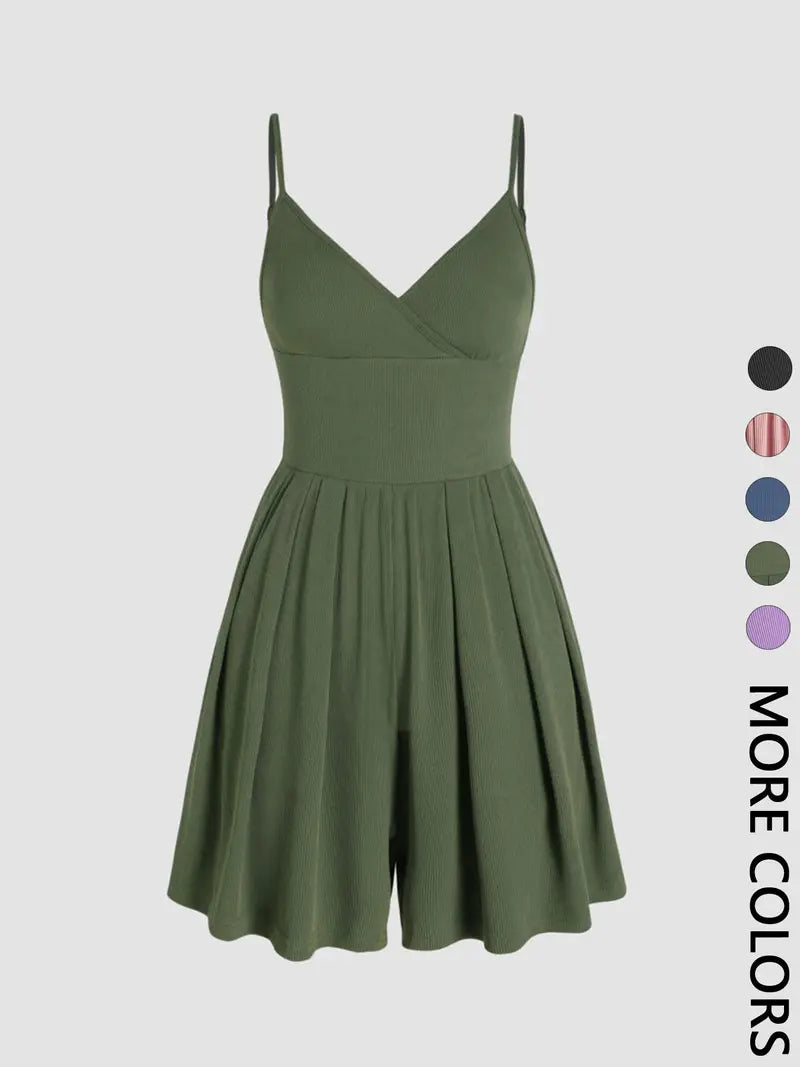 ☀️ Summer Chic | Women's Knitted Backless Wrap Fitted Cami Romper 👗