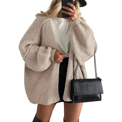 🍂 Cozy Fall Elegance | Women's Oversized Cardigan Sweater, Lightweight Long Lantern Sleeve Open-Front Knitwear Top ✨