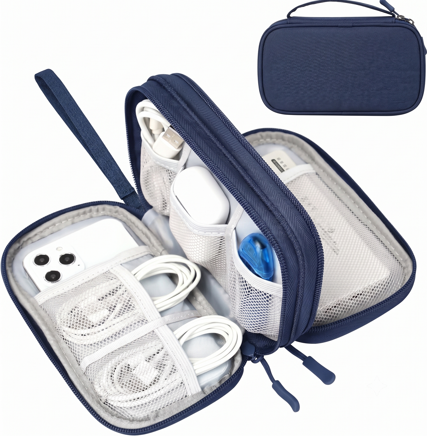 🔌 Master Your Cable Chaos | Double-Layer Electronic Travel Organiser, Waterproof Electronics Accessories Carry Bag for Cables, Charger & Phone ✨