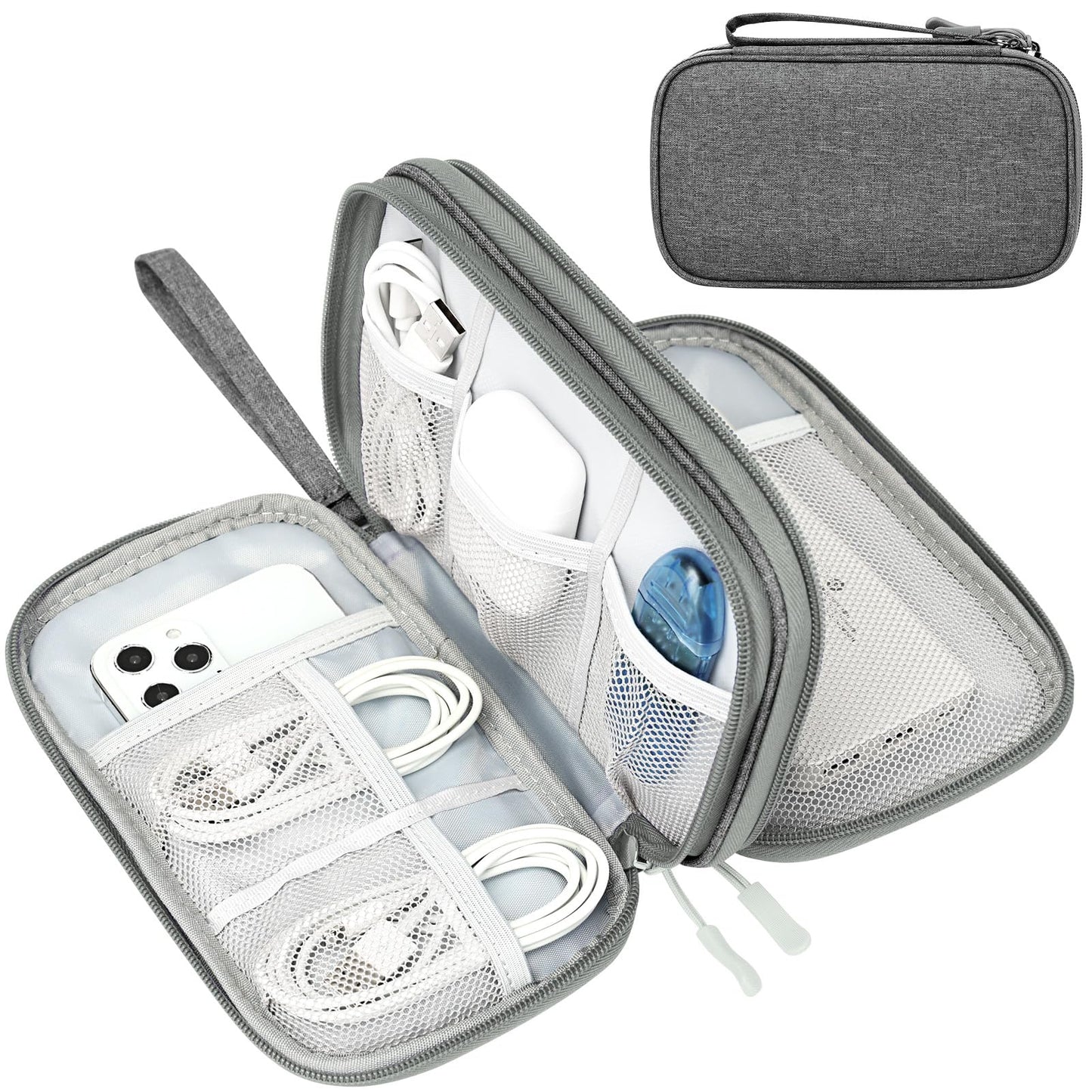 🔌 Master Your Cable Chaos | Double-Layer Electronic Travel Organiser, Waterproof Electronics Accessories Carry Bag for Cables, Charger & Phone ✨