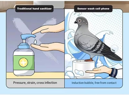 🐦 Hilarious & Sanitary | Pigeon Automatic Induction Foam Soap Dispenser Touchless "Pigeon Pooping" Fidget Hand Washer 🧼