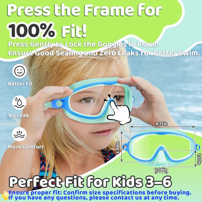 （1-Pack）🔥 Adios, Water-in-Nose Panic! The Ultimate 2-in-1 Kids Swim Goggles with Integrated Nose Cover That Protects Their Summer Joy! 🌊🥈