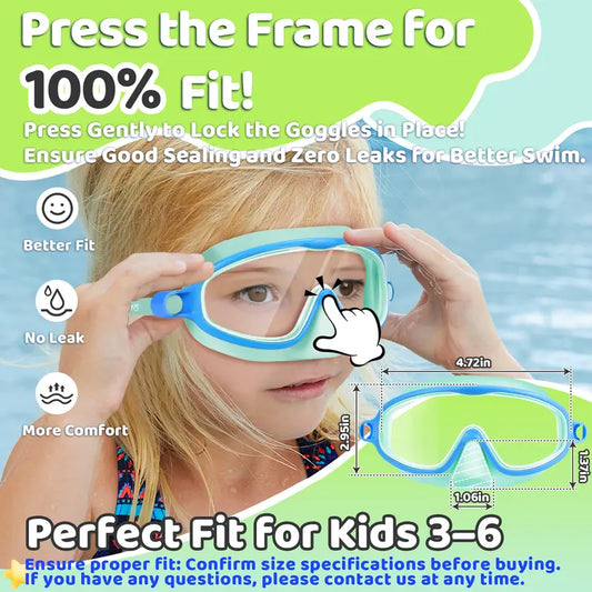 （1-Pack）🔥 Adios, Water-in-Nose Panic! The Ultimate 2-in-1 Kids Swim Goggles with Integrated Nose Cover That Protects Their Summer Joy! 🌊🥈