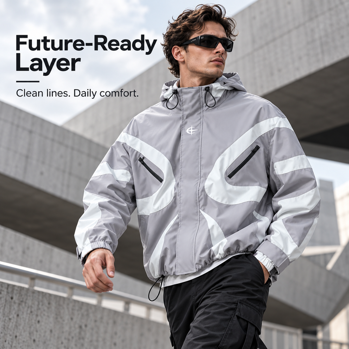 Men's Futuristic Techwear Windbreaker