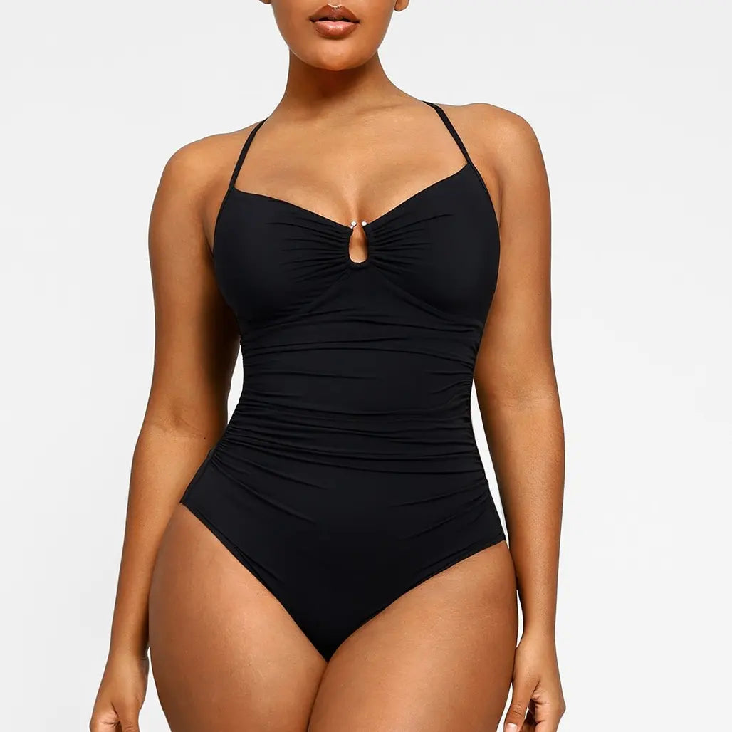 🔥 Instant Snatched | Women's Smart Sculpt Tummy Tucking U-Ring Cut-Out Swimsuit 🏖️