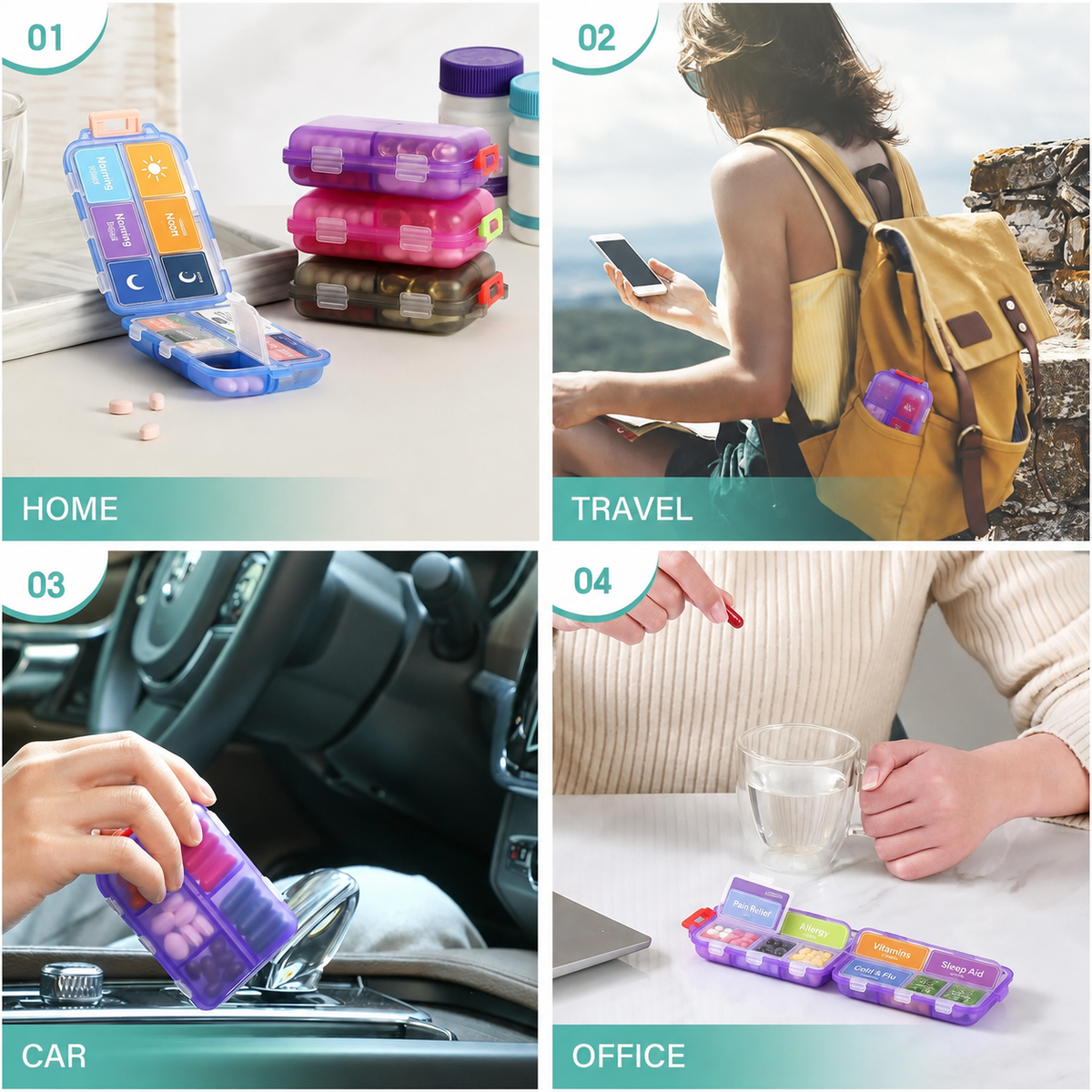 💊 Travel Pill Organizer with 200 Labels | 10 Compartments ✈️