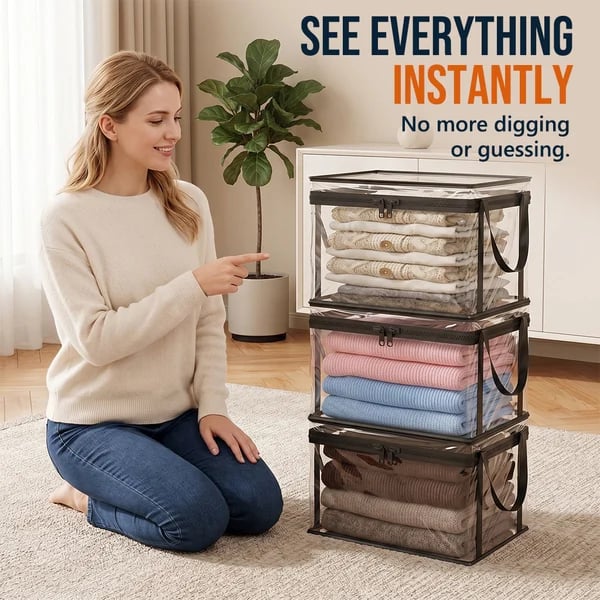 📦Large Heavy-Duty Soft Thick Plastic Clear Storage Bag for Clothes, Moving & Storage