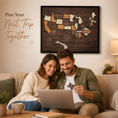 🗺️ Wooden US Travel Map | Removable State Puzzle to Track Your Road Trip Adventures! ✈️