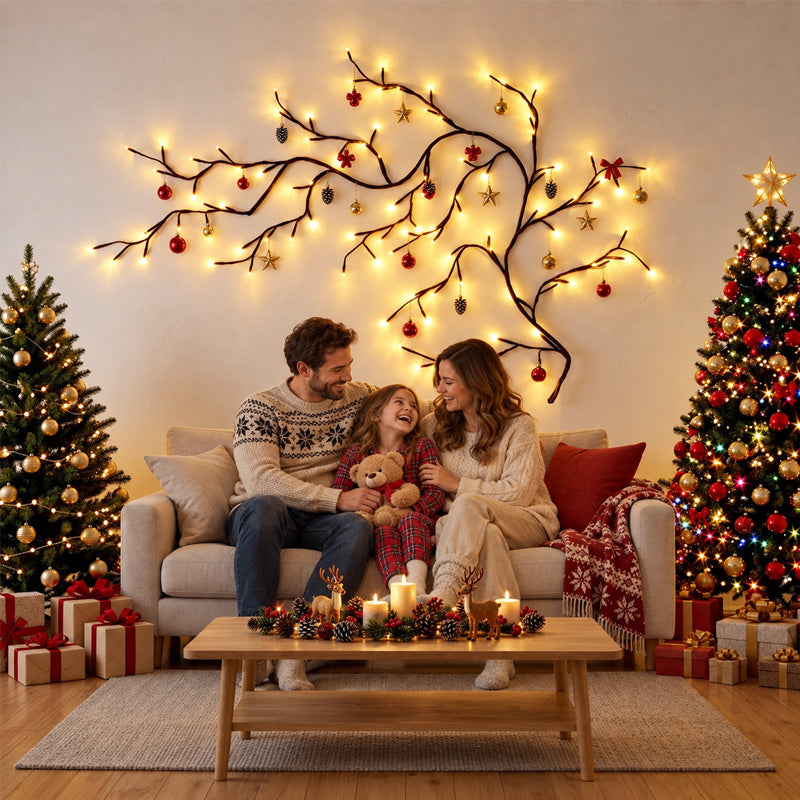 ✨ Flexible LED Branch Lights – Warm White Christmas Wall Decor