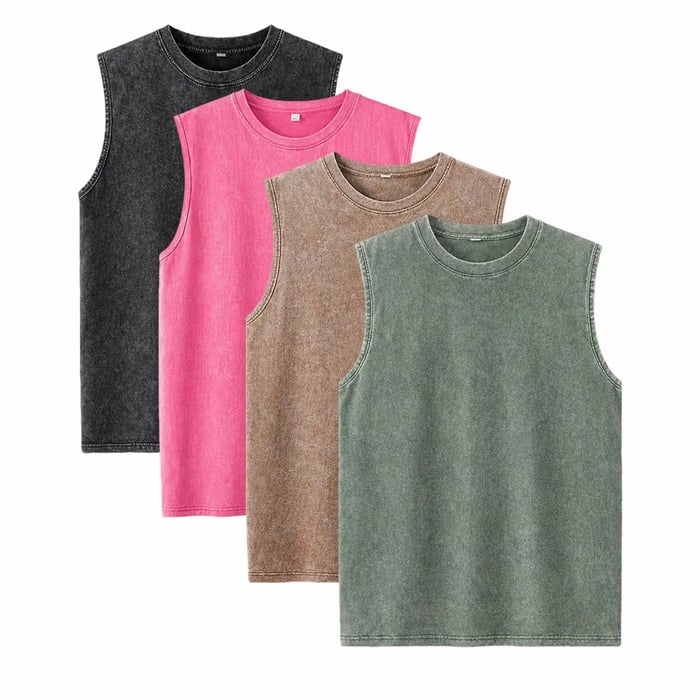 1/4 Pack Men's Oversized Tshirts Sports Vintage Heavy Cotton Tshirt Washed Loose Fit Athletic Tee Sleeveless Vest