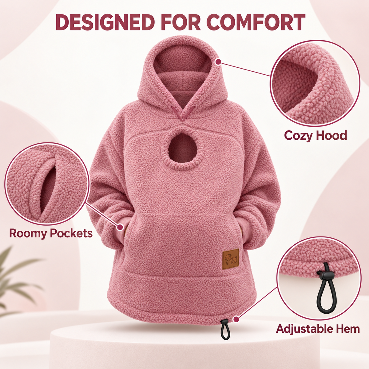Sherpa hoodie with cozy hood roomy pocket and adjustable hem