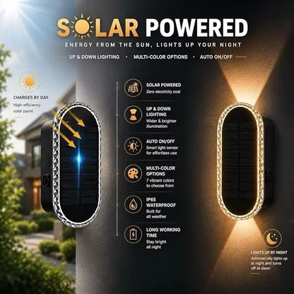 🏡 Light Up Your Home | Solar Up & Down Dual Lens Outdoor Wall & Fence Lights ✨