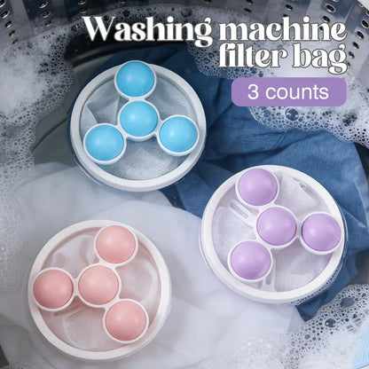 🧺 Hairless Laundry | 3-Pack Reusable Floating Washing Machine Hair & Lint Filter Bags 🐕✨