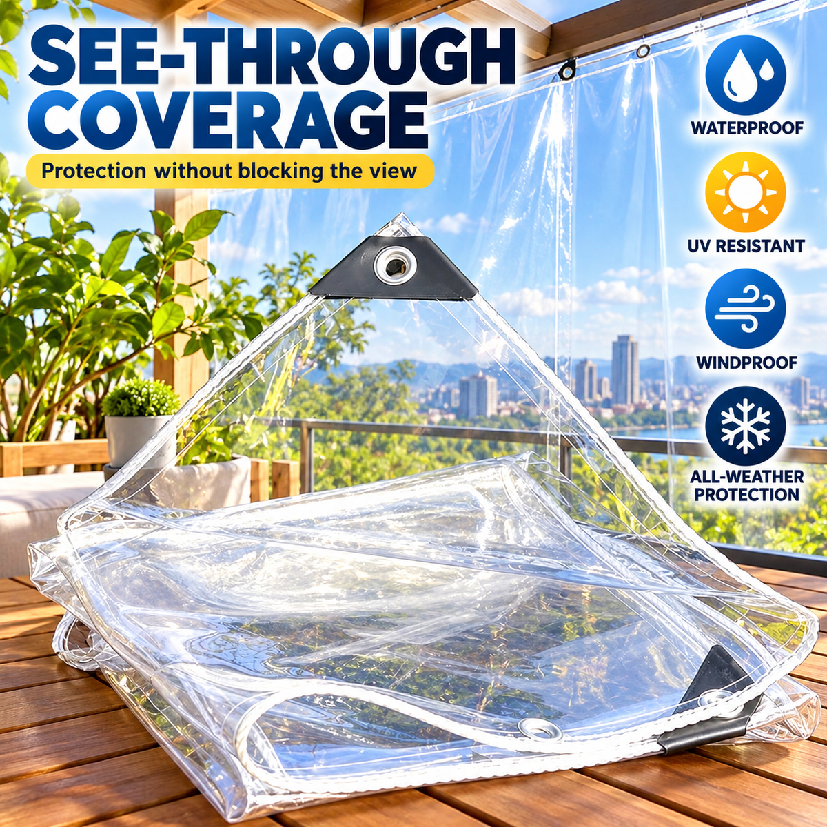 Clear Waterproof Tarp with Reinforced Grommets