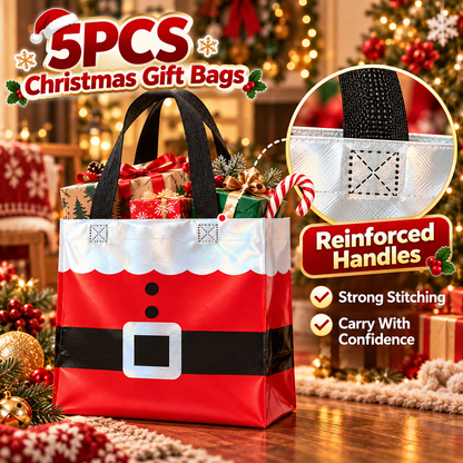 15 Pcs Christmas Clear Gift Bags with Handles & Ribbon