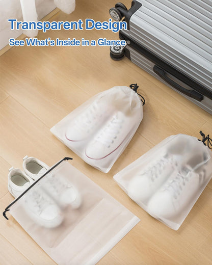 👟 Keep Your Luggage Clean & Organized | 6-Pack Travel Shoe Bags, Transparent Waterproof Portable Shoe Storage Pouches (15.7" x 11.8") ✨