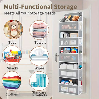 📦 Maximize Your Space | Over-the-Door 4-Tier Hanging Storage Fabric Organizer with Massive Pockets for Bedroom & Pantry 🏠