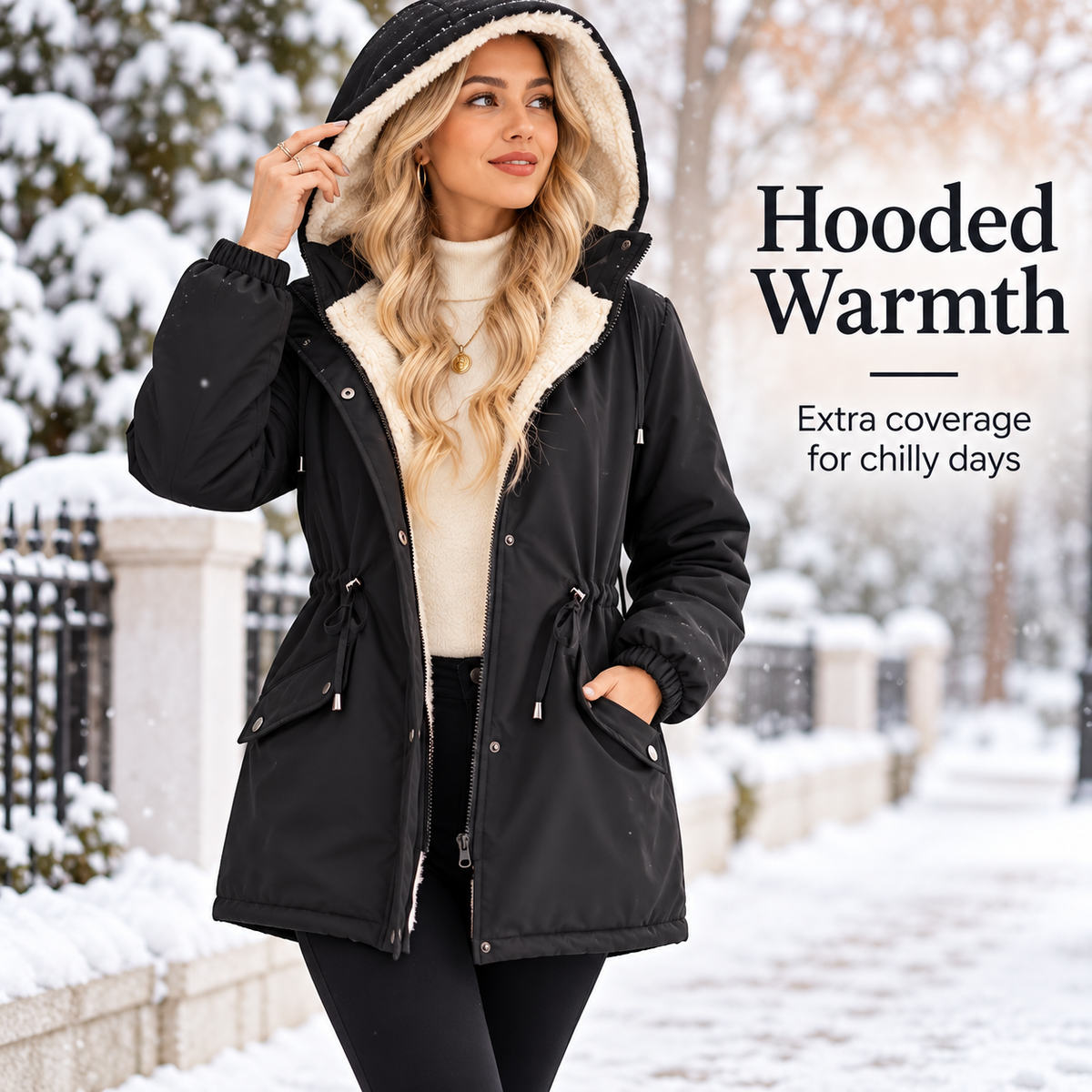 Women's Sherpa-Lined Hooded Winter Parka