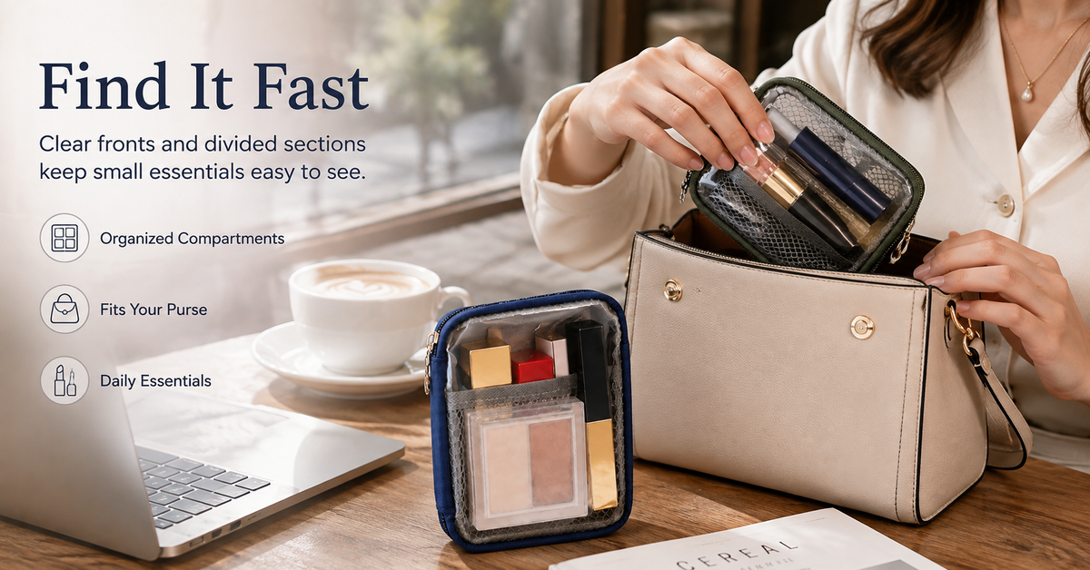 💄2-Pack Mini Makeup Bags with Compartments ✨