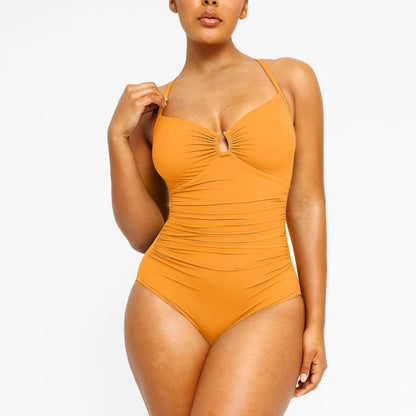 🔥 Instant Snatched | Women's Smart Sculpt Tummy Tucking U-Ring Cut-Out Swimsuit 🏖️