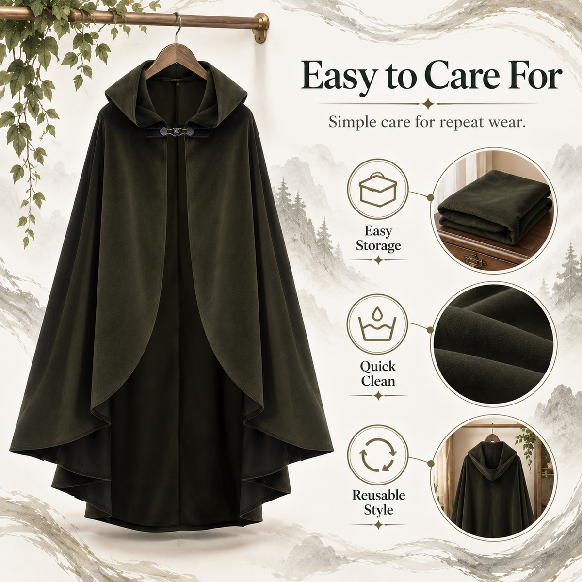 Medieval Gothic Hooded Cloak – Long Cosplay Cape