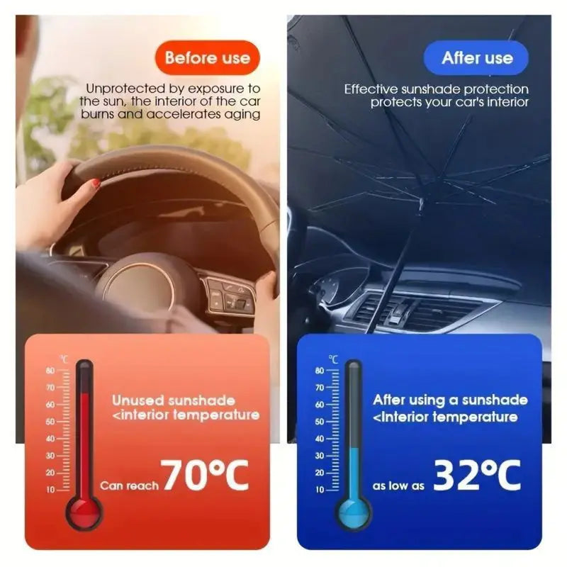 🔥 Reclaim Your Cool Drive: The 1-Second Pop-Up Titanium Car Windshield Umbrella That Defeats 99% UV Heat & Saves Your Leather! 🚗☀️