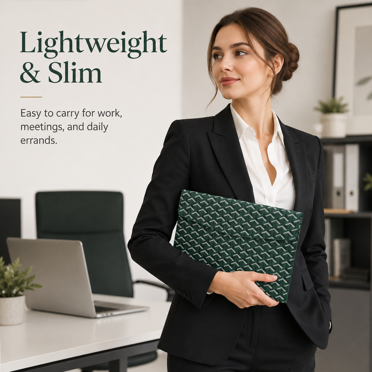 Chic PU Leather Laptop & Document Organizer