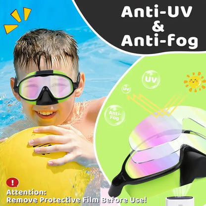 （1-Pack）🔥 Adios, Water-in-Nose Panic! The Ultimate 2-in-1 Kids Swim Goggles with Integrated Nose Cover That Protects Their Summer Joy! 🌊🥈