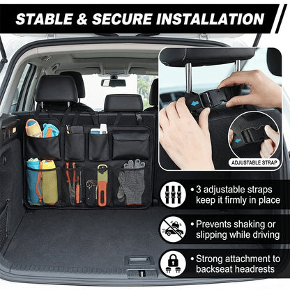🚗📦Car Trunk Organizer – Hanging Storage with 8 Pockets for SUVs & Trucks