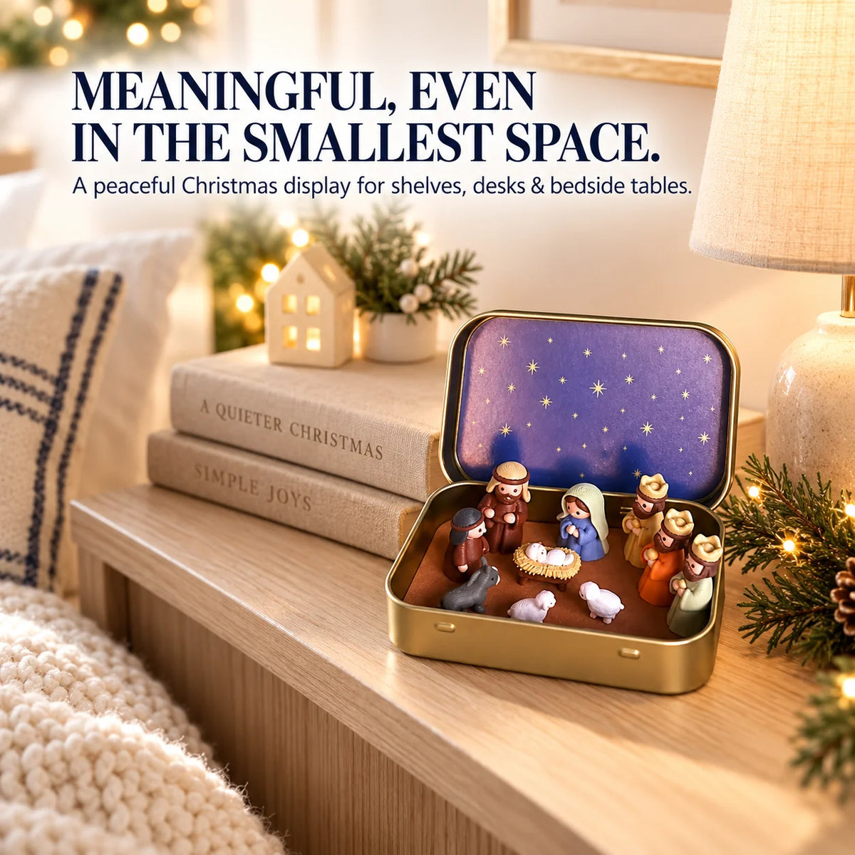 Mini Christmas Nativity Scene Set with Storage Box