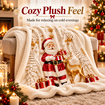 Cozy Christmas Sherpa Throw Blanket