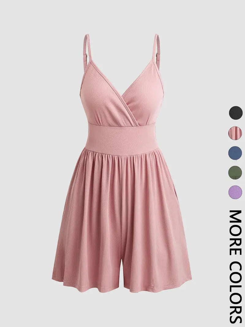 ☀️ Summer Chic | Women's Knitted Backless Wrap Fitted Cami Romper 👗