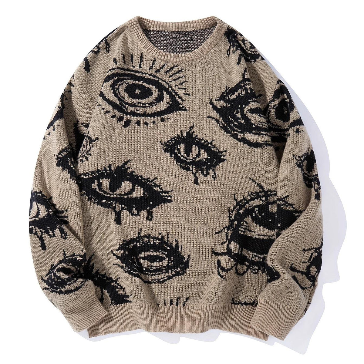 All-Over Eye Graphic Oversized Knit Sweater