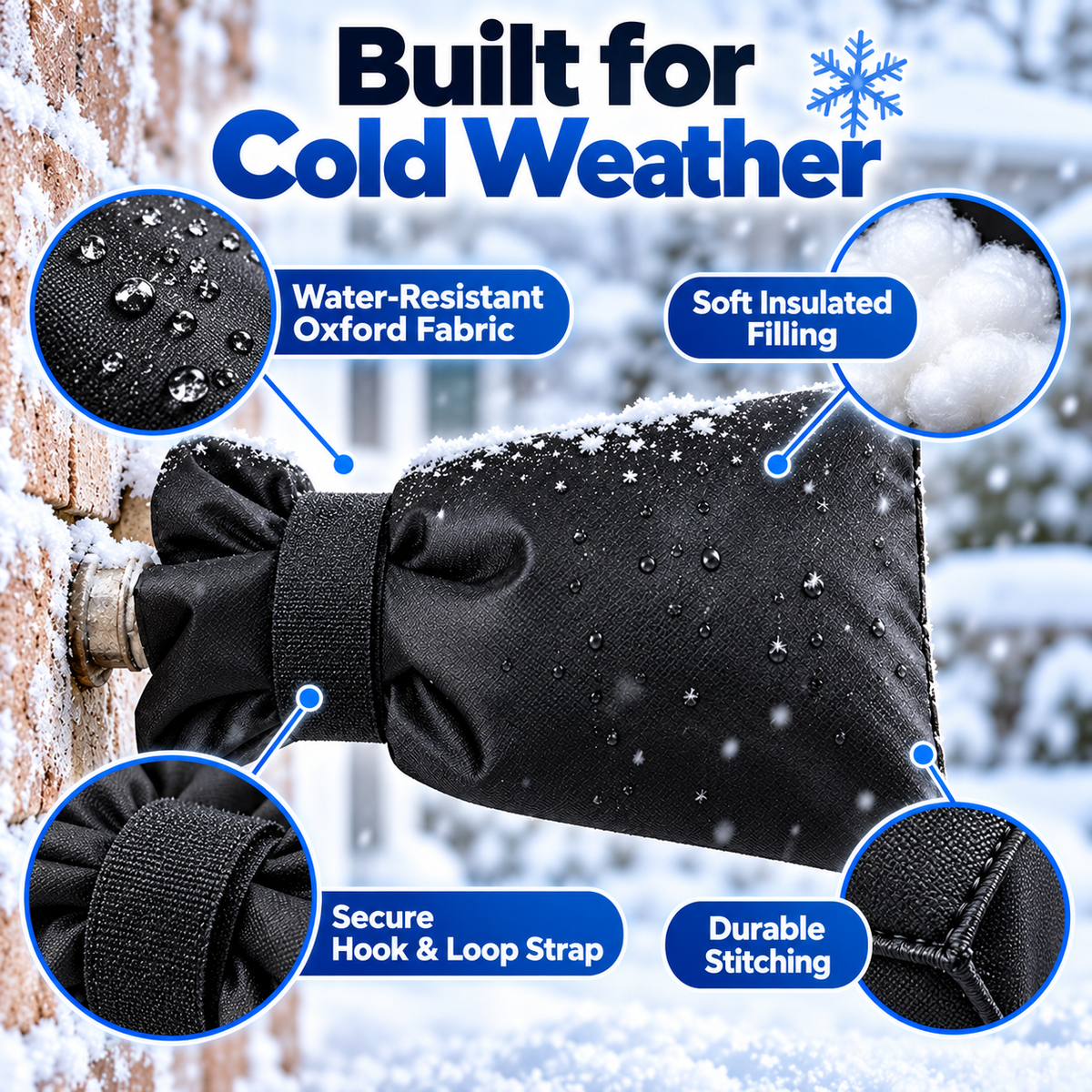 4-Pack Insulated Outdoor Faucet Covers for Winter